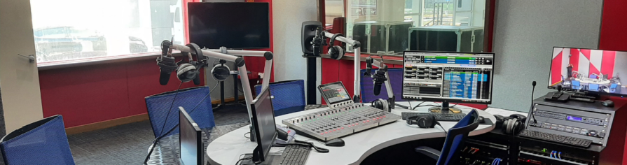 Calrec Type R radio console setup in a studio at RTM PerlisFM