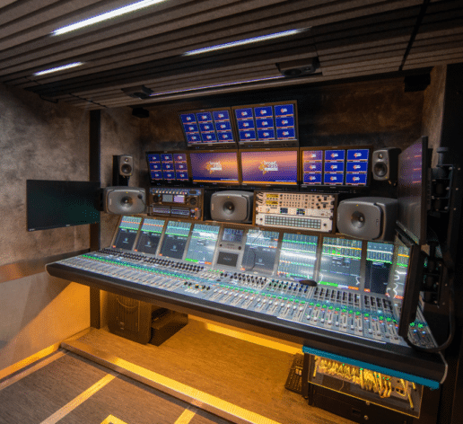Supersport IP OB truck with a Calrec Artemis audio mixing console